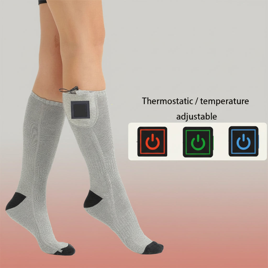 Rechargeable Heated Socks - Electric Thermal Foot Warmers with Toe Heating Zones