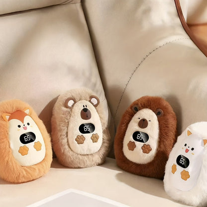 Rechargeable Plush Pocket Hand Warmer with LCD Temperature Display & 3 Heat Settings