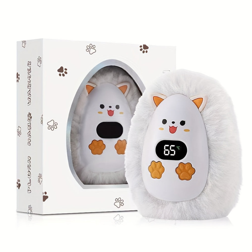 Rechargeable Plush Pocket Hand Warmer with LCD Temperature Display & 3 Heat Settings