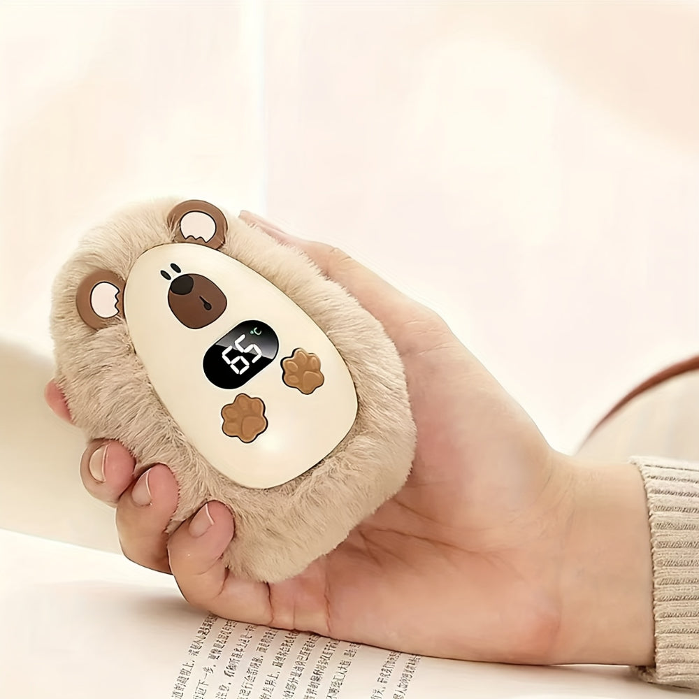 Rechargeable Plush Pocket Hand Warmer with LCD Temperature Display & 3 Heat Settings