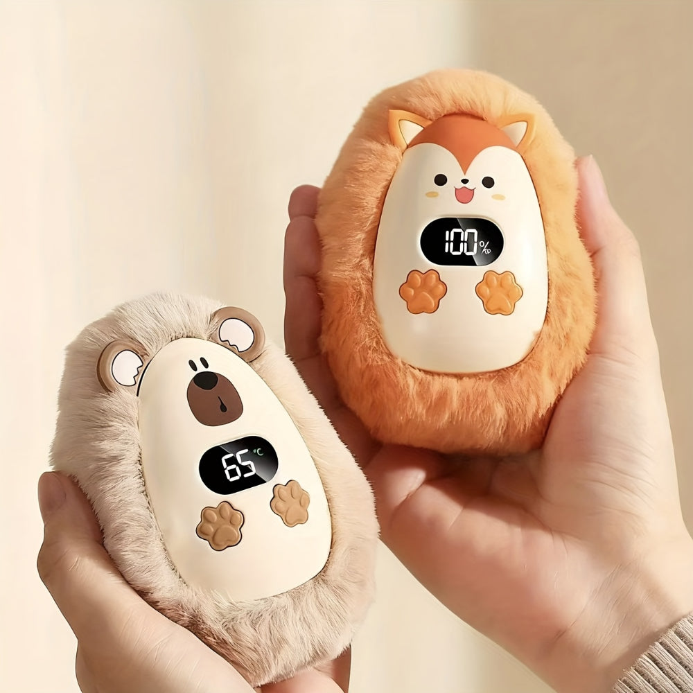 Rechargeable Plush Pocket Hand Warmer with LCD Temperature Display & 3 Heat Settings