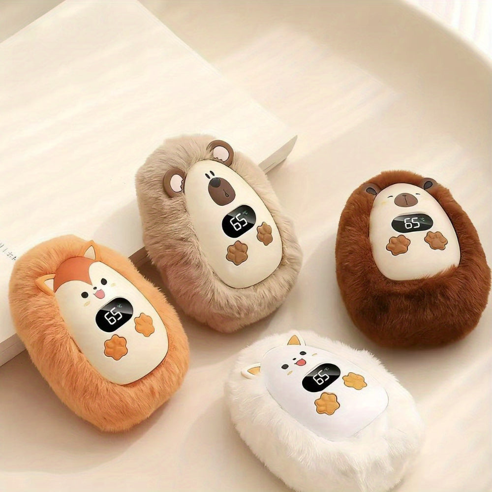 Rechargeable Plush Pocket Hand Warmer with LCD Temperature Display & 3 Heat Settings