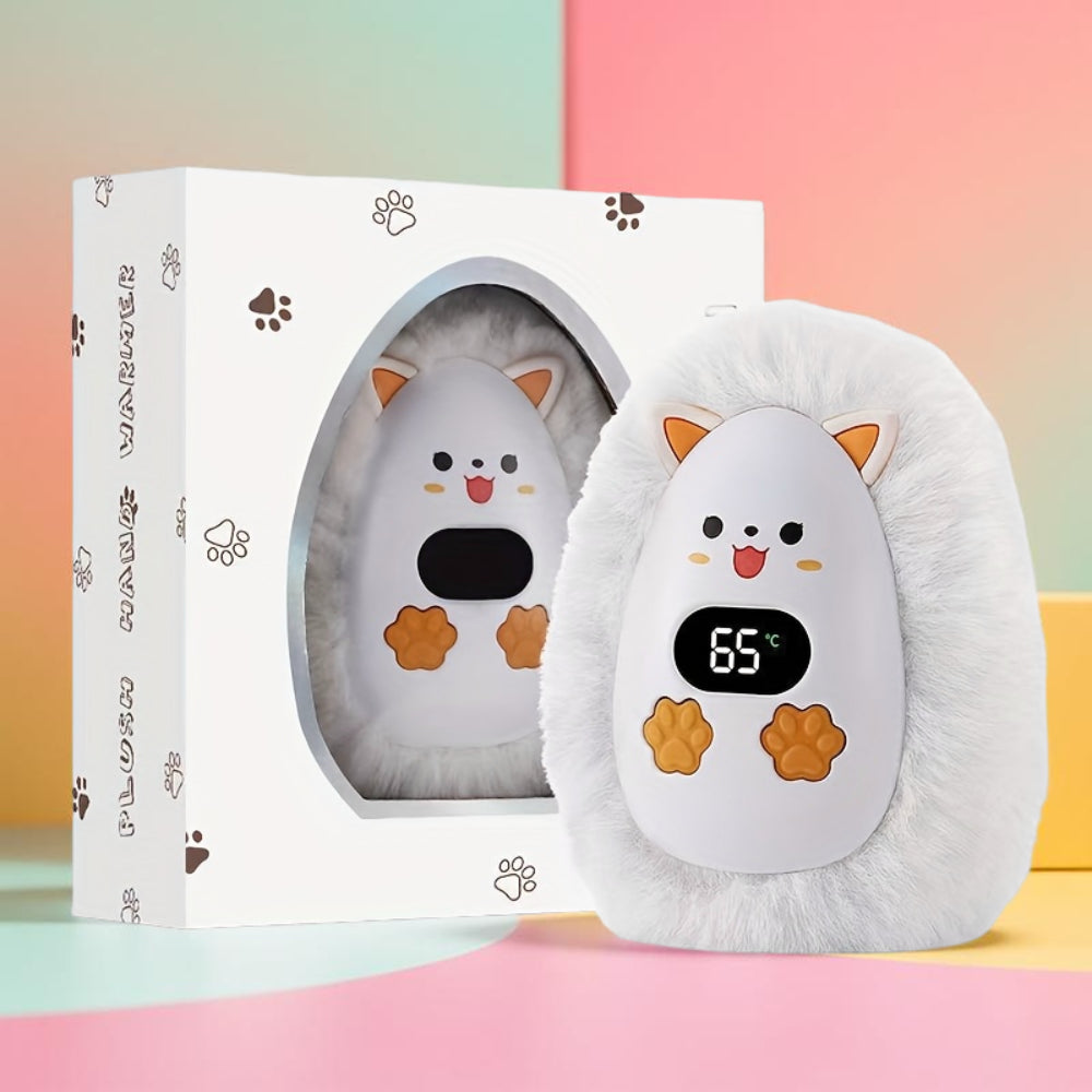Rechargeable Plush Pocket Hand Warmer with LCD Temperature Display & 3 Heat Settings