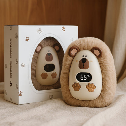 Rechargeable Plush Pocket Hand Warmer with LCD Temperature Display & 3 Heat Settings
