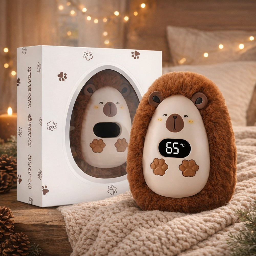 Rechargeable Plush Pocket Hand Warmer with LCD Temperature Display & 3 Heat Settings