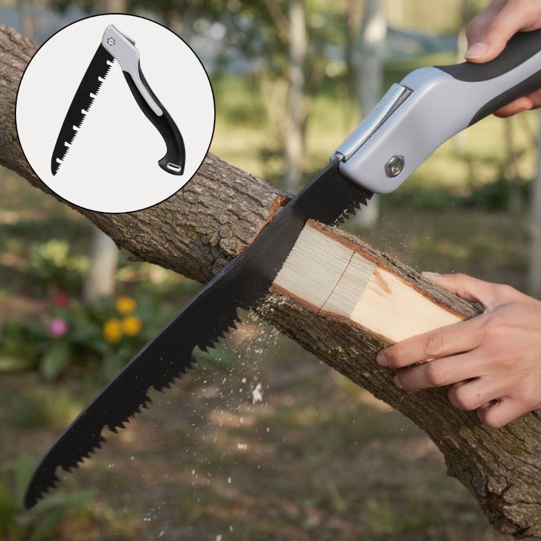 Foldable Hand Saw with Hardened Steel Blade | Compact Garden and Wood Cutting Pruning Saw