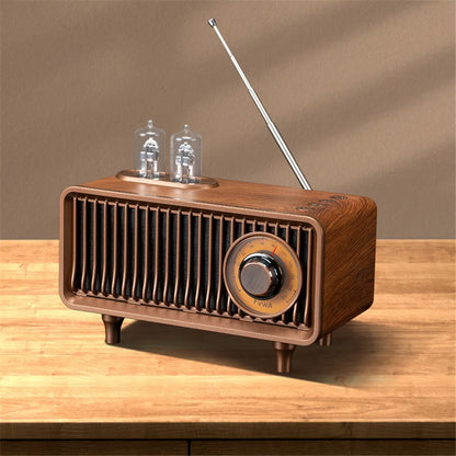 RetroGroove Bluetooth Speaker with Classic Vintage Design and Built-In FM Radio Tuner