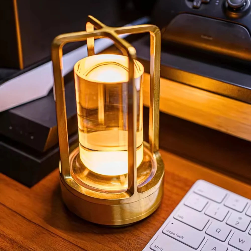 Modern Metal Cylinder LED Table Lamp with Dimmable Light and Touch Sensor Control