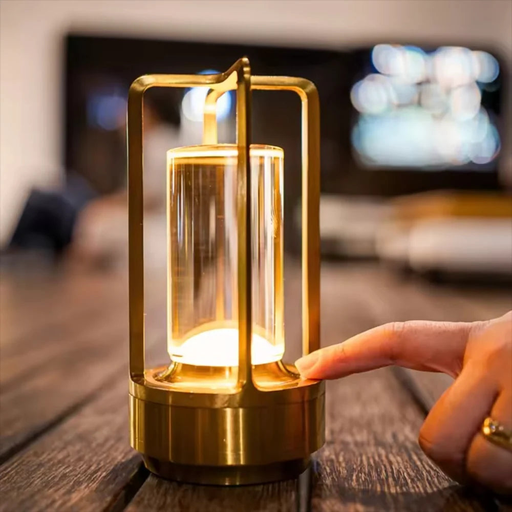 Modern Metal Cylinder LED Table Lamp with Dimmable Light and Touch Sensor Control