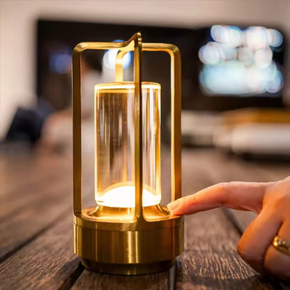 Modern Metal Cylinder LED Table Lamp with Dimmable Light and Touch Sensor Control