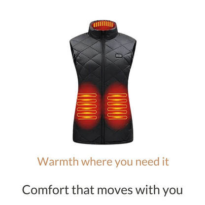 Womens Heated Gilet with Nine Heating Zones Three Heat Settings USB Power Bank Powered Vest
