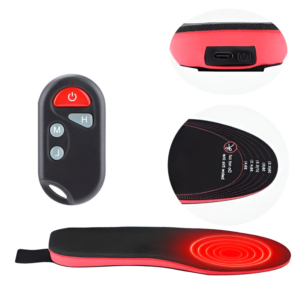 Heated Winter Shoe Insoles - Wireless Remote Control, Slim Electric Foot Warmers