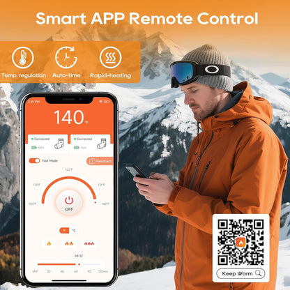 Thermal Socks with App Control - 4 Heat Levels, Rechargeable Battery, Outdoor Use