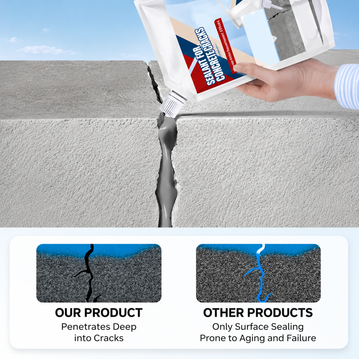 High-Performance Waterproof Sealant for Concrete Cracks, Weather-Resistant Formula
