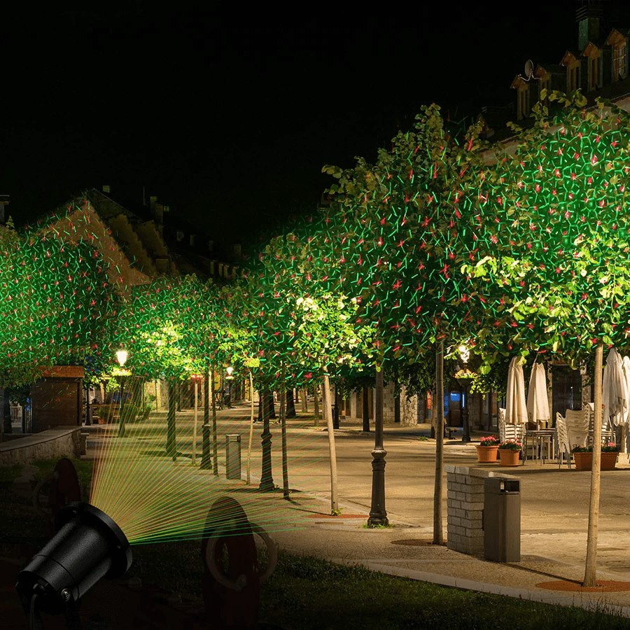 Outdoor Christmas Laser Light Projector Red and Green LED Patterns with Timer Ground Stake