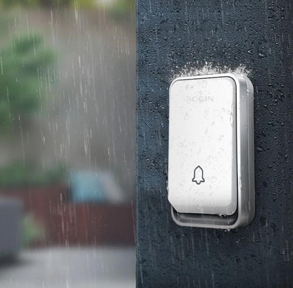 Wireless Battery-Free Smart Doorbell with 120m Range and Kinetic Energy Button, IP44
