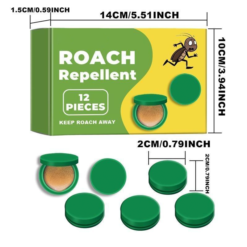 Discreet Adhesive Cockroach Bait Stations, Low-Odor Formula, Set of Twelve Traps