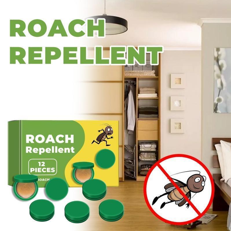 Discreet Adhesive Cockroach Bait Stations, Low-Odor Formula, Set of Twelve Traps