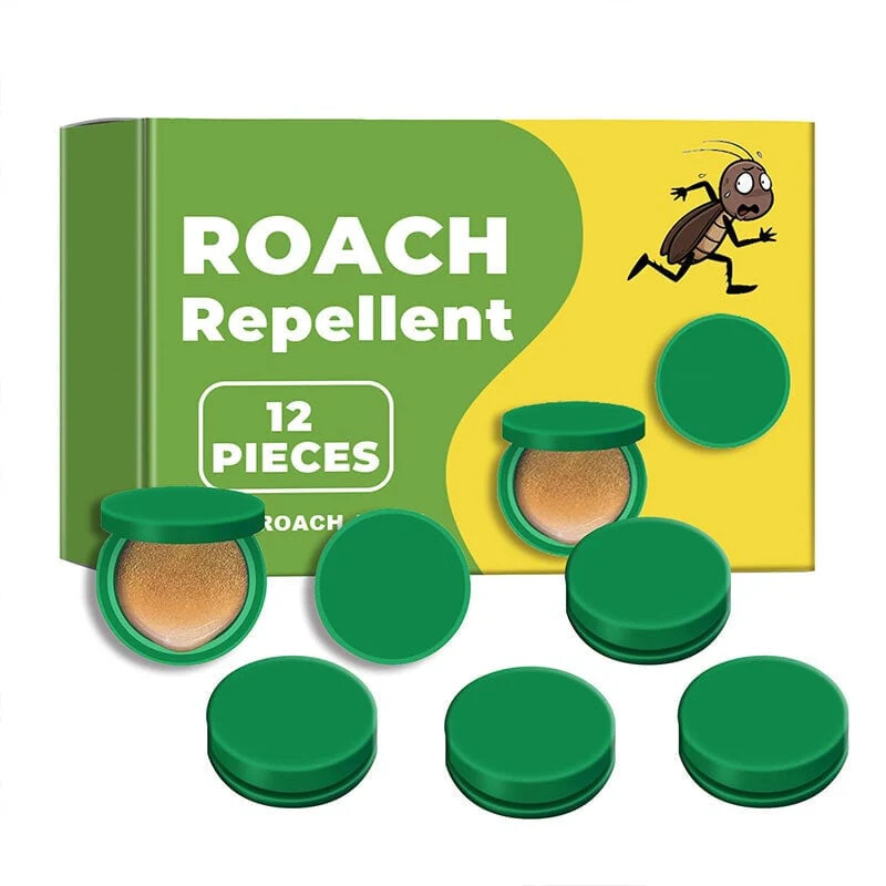Discreet Adhesive Cockroach Bait Stations, Low-Odor Formula, Set of Twelve Traps