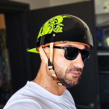 DOT Certified Baseball Style Motorcycle Half Helmet with ABS Shell, EPS Liner and Inner Sun Visor