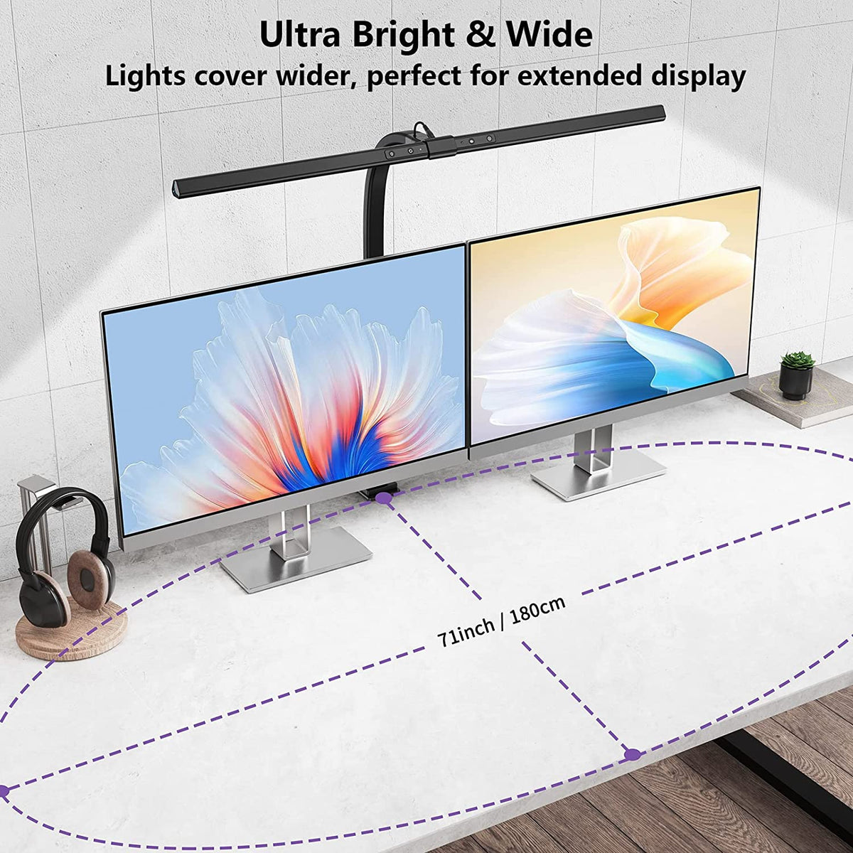 Clamp On LED Desk Lamp with 1100 Lumens, Dimmable Light Bar with 3000K to 6000K and Memory Mode