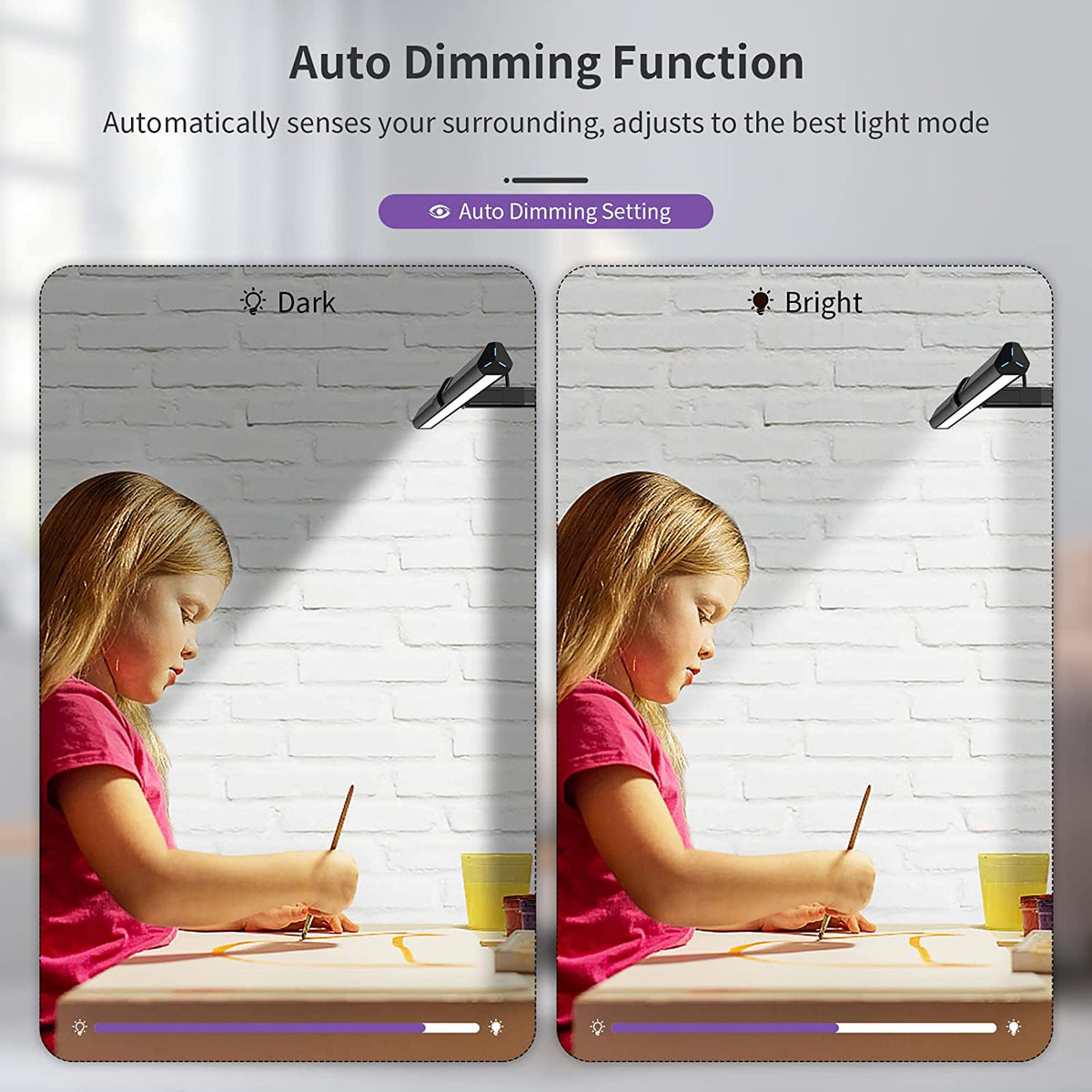 Clamp On LED Desk Lamp with 1100 Lumens, Dimmable Light Bar with 3000K to 6000K and Memory Mode