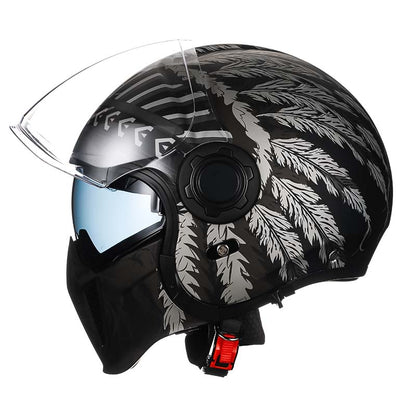 Classic Vintage Modular Motorcycle Helmet with Double Visor, Detachable Chin Guard, DOT and ECE