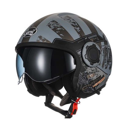 Classic Vintage Modular Motorcycle Helmet with Double Visor, Detachable Chin Guard, DOT and ECE