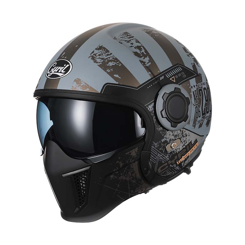 Classic Vintage Modular Motorcycle Helmet with Double Visor, Detachable Chin Guard, DOT and ECE