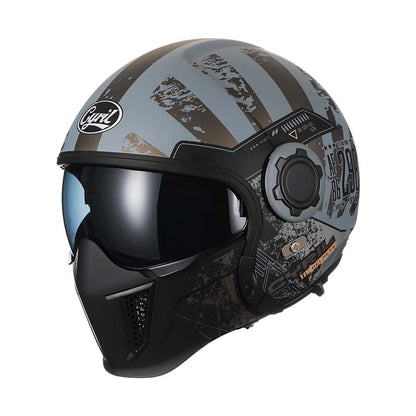 Classic Vintage Modular Motorcycle Helmet with Double Visor, Detachable Chin Guard, DOT and ECE