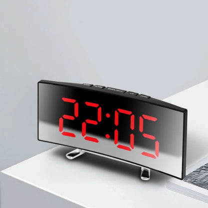 QuietGlow Silent LED Mirror Alarm Clock for Modern Rooms