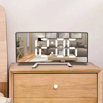 QuietGlow Silent LED Mirror Alarm Clock for Modern Rooms