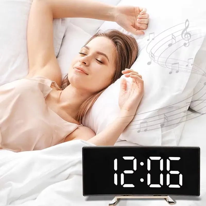 QuietGlow Silent LED Mirror Alarm Clock for Modern Rooms