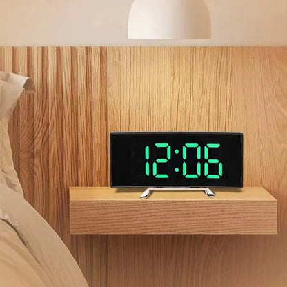 QuietGlow Silent LED Mirror Alarm Clock for Modern Rooms