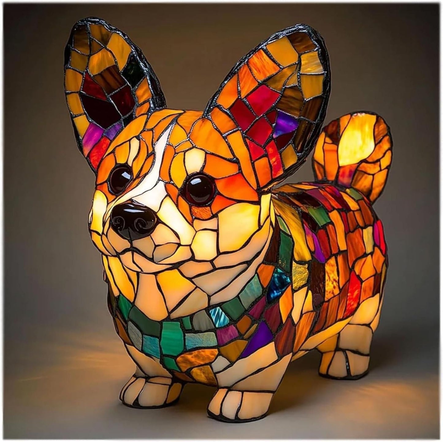 Stained Glass Dog Night Light