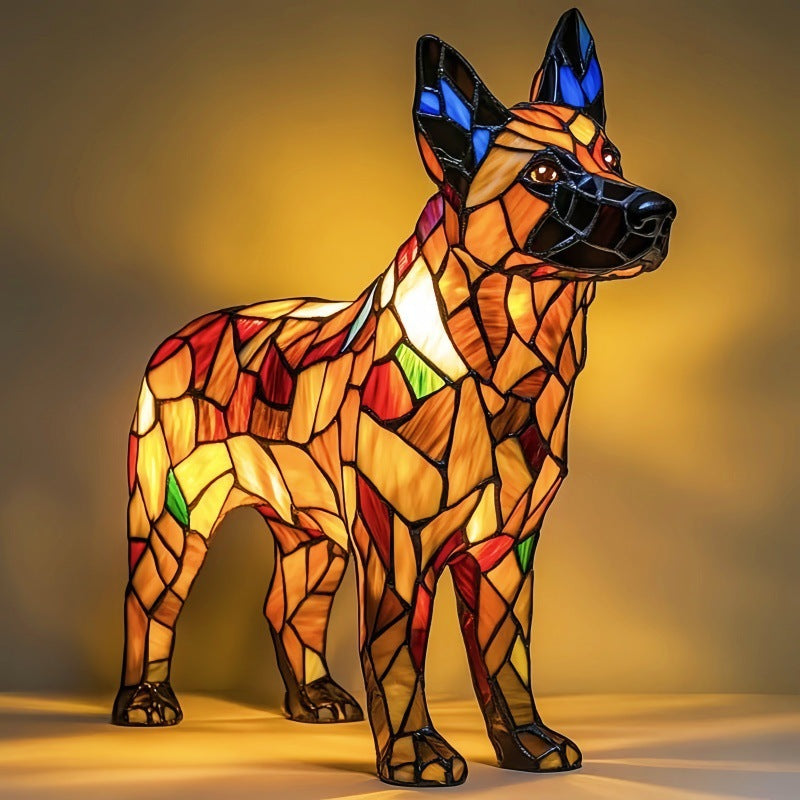 Resin Dog Figurine Table Lamp