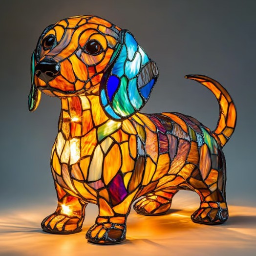 Resin Dog Figurine Table Lamp