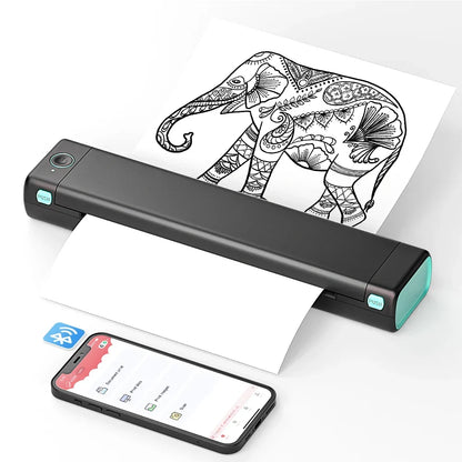 Portable Bluetooth Thermal Printer for Wireless Printing, No Ink Required, Compact Design