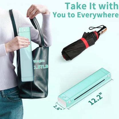 Portable Bluetooth Thermal Printer for Wireless Printing, No Ink Required, Compact Design