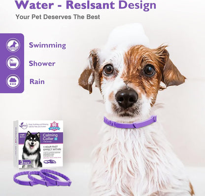 Pheromone Calming Dog Collar Triple Pack with Lavender and Chamomile, Adjustable Waterproof Collar