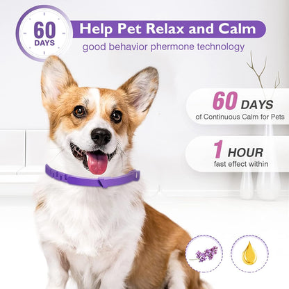 Pheromone Calming Dog Collar Triple Pack with Lavender and Chamomile, Adjustable Waterproof Collar
