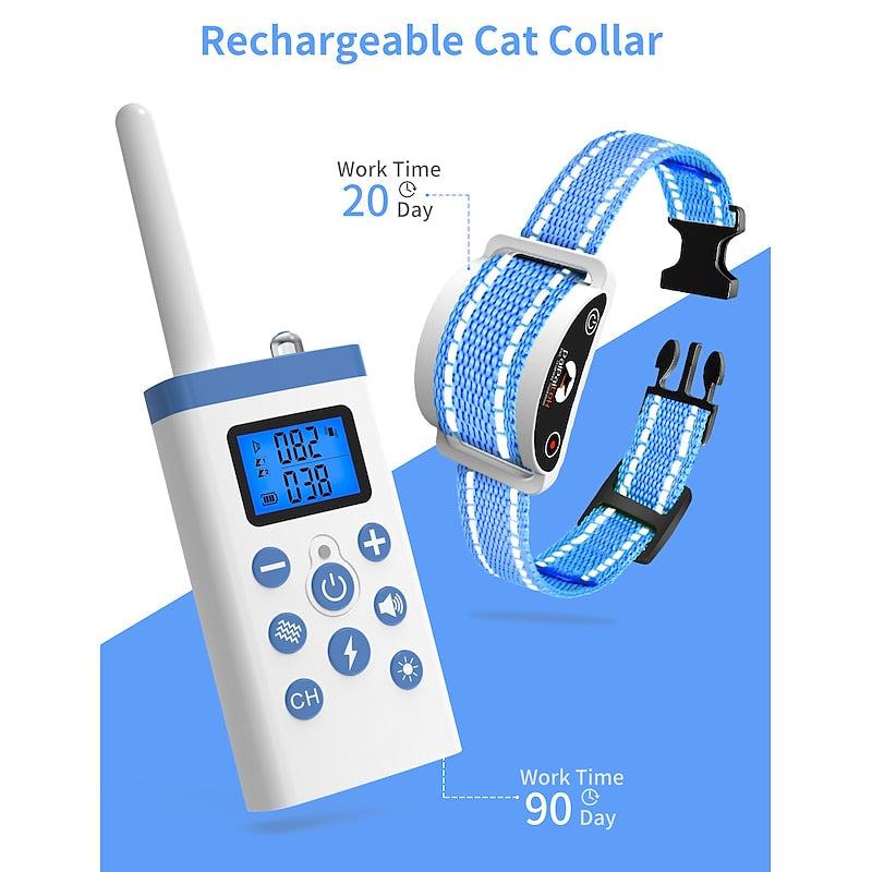 Remote Control Cat Training Collar with Adjustable Settings and Rechargeable Battery for Cats