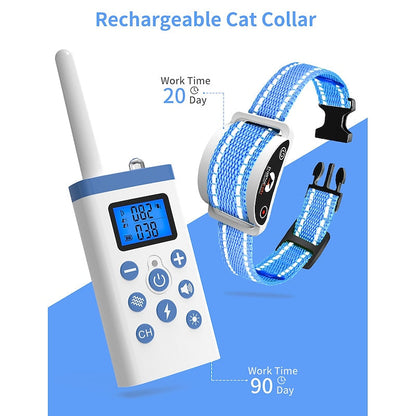 Remote Control Cat Training Collar with Adjustable Settings and Rechargeable Battery for Cats