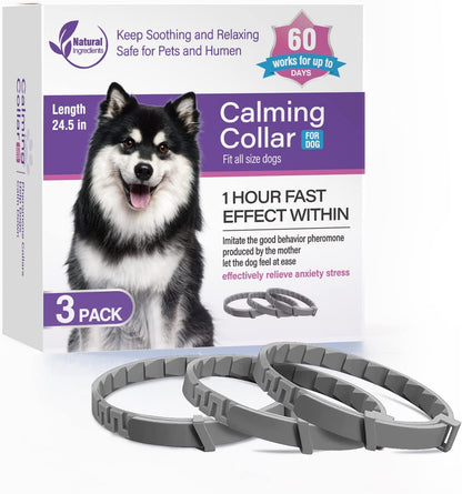 Pheromone Calming Dog Collar Triple Pack with Lavender and Chamomile, Adjustable Waterproof Collar
