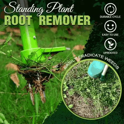 Stainless Steel Root Remover with Trident Attachment for Standing Weed Removal Tool