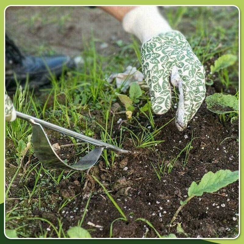V-Fork Weed Puller with Lever Action and Ergonomic Wooden Handle for Root Removal