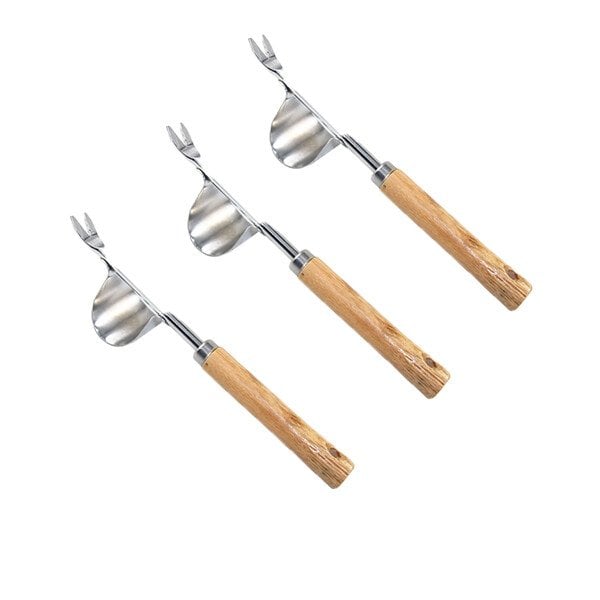 V-Fork Weed Puller with Lever Action and Ergonomic Wooden Handle for Root Removal