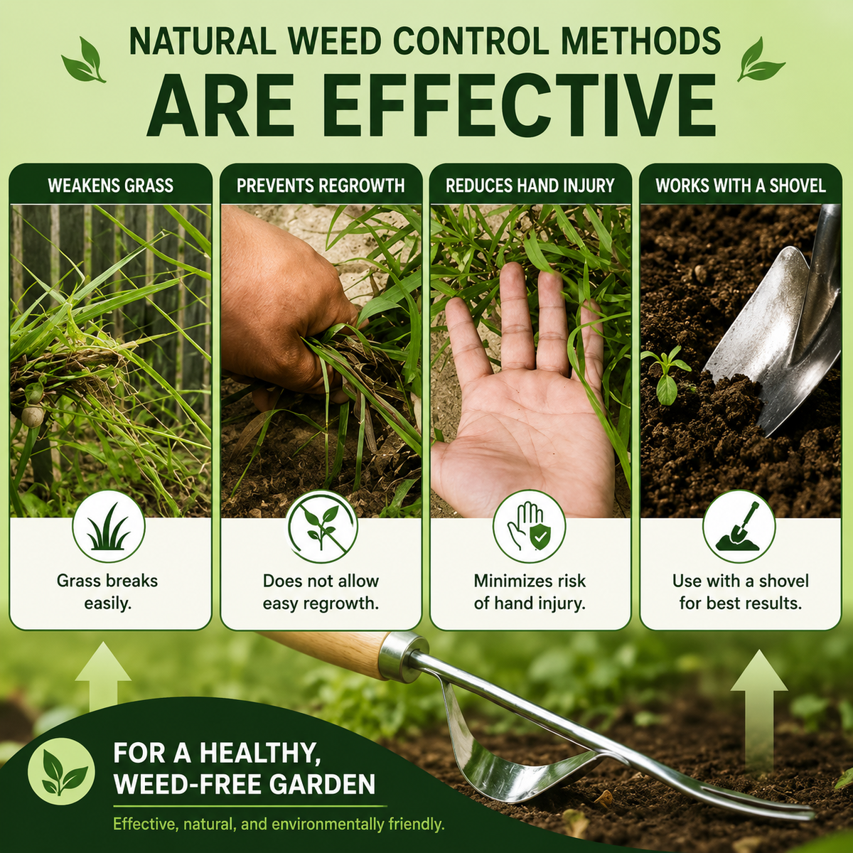 V-Fork Weed Puller with Lever Action and Ergonomic Wooden Handle for Root Removal