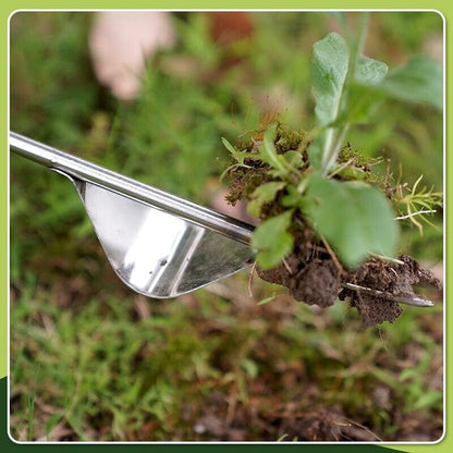 V-Fork Weed Puller with Lever Action and Ergonomic Wooden Handle for Root Removal