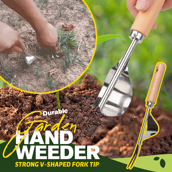 V-Fork Weed Puller with Lever Action and Ergonomic Wooden Handle for Root Removal